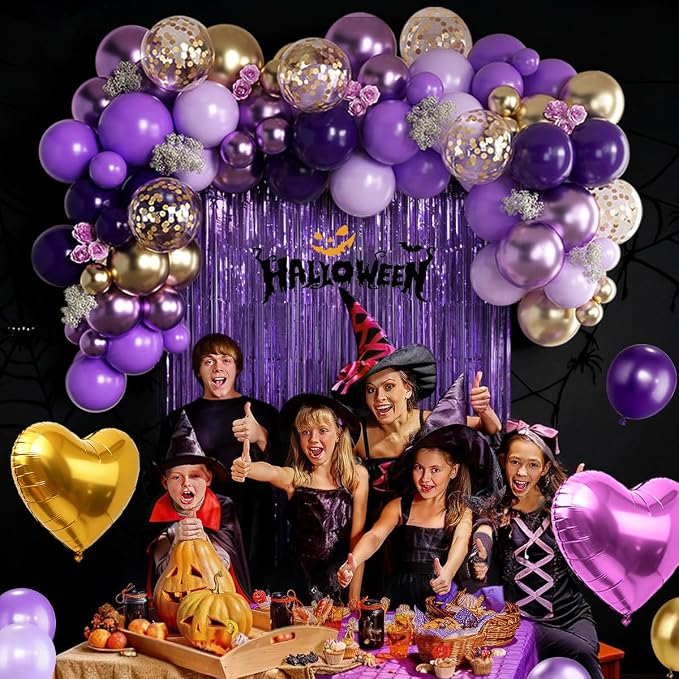 157Pcs Purple and Gold Balloons Garland Arch Kit - Image 5