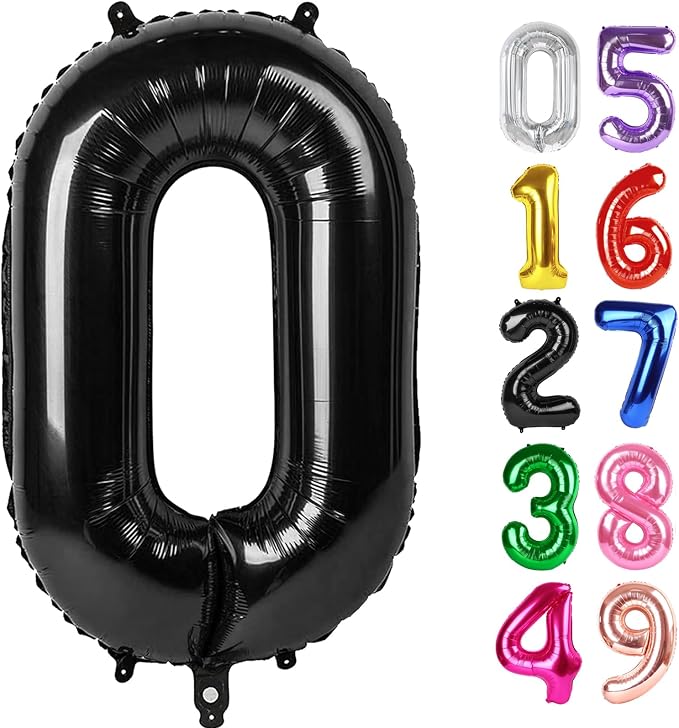 Black Number 0 Balloon 40 Inch, 0th Birthday Party Decorations Men Women | Foil by IWERP