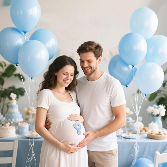 Pastel Blue Latex Party Balloons 10 Pack 36 inch Round Light Blue Balloons - Image 7