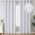 Greyish White Room Darkening Curtains 84 Inches Long Silver Palm Tree Pattern by ESTELARTEXTILER