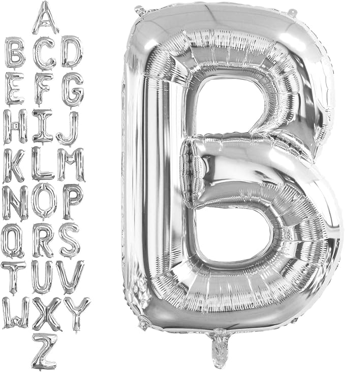40 Inch Silver Letter B Balloons, DIY Phrase Foil Alphabet Letter B Balloons by LHOAVWE