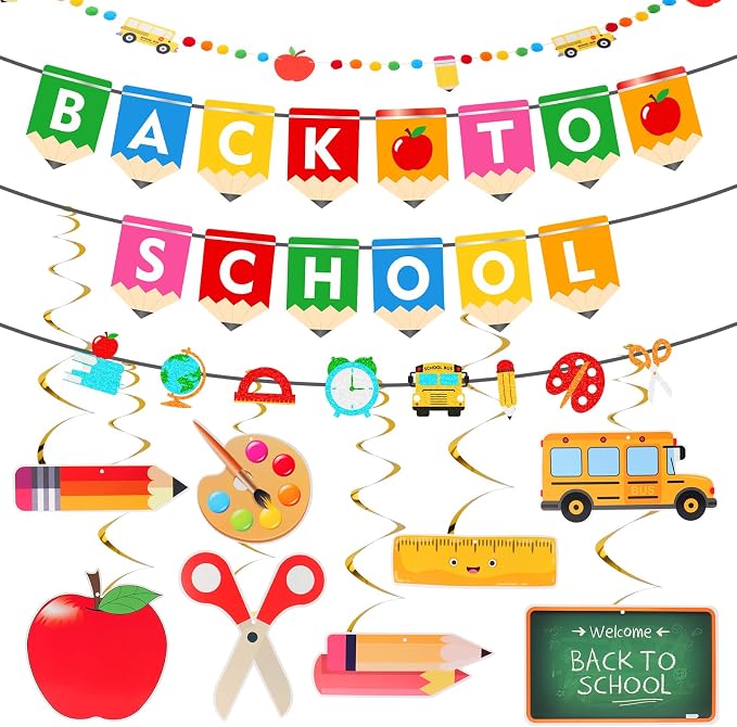 Back To School Banner Decorations, Pre-Strung Back To School Banner by Hincoogifts