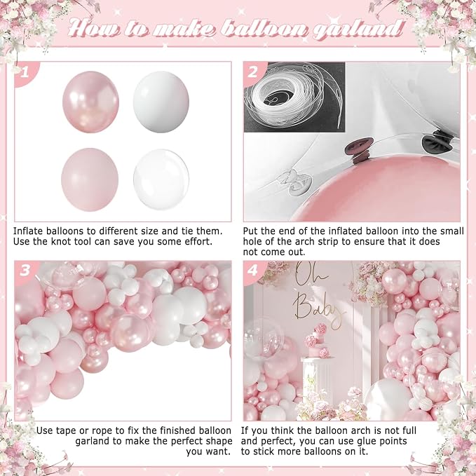 Pink Balloon Arch Kit for Bridal Shower Wedding Baby Shower Decorations | - Image 6