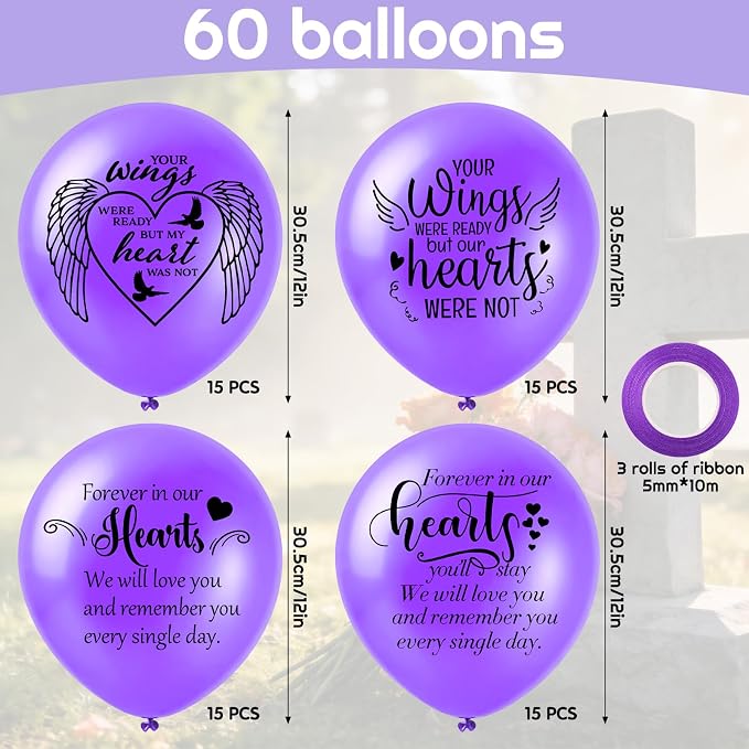 60 Pcs Memorial Balloons 12 Inch Latex Balloons - Image 2