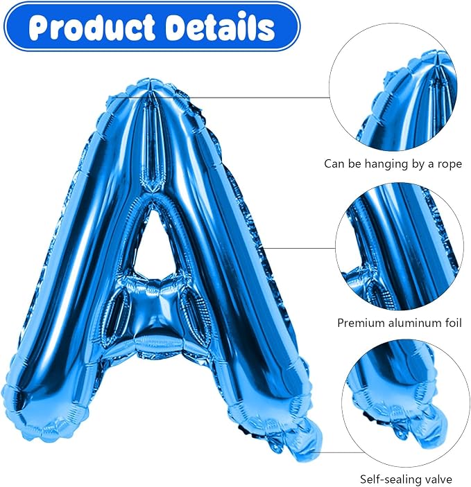 29PC Blue Yellow Happy Birthday Balloon Banner, 16 Inch 3D Aluminum Letter - Image 5