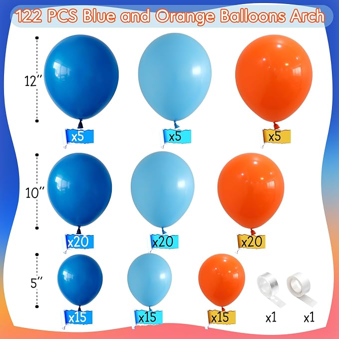 Blue and Orange Balloons Garland Arch Kit - Image 2