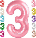 3 Balloon Numbers Birthday Decorations, 40In Pearl Pink Balloons by Mluchee