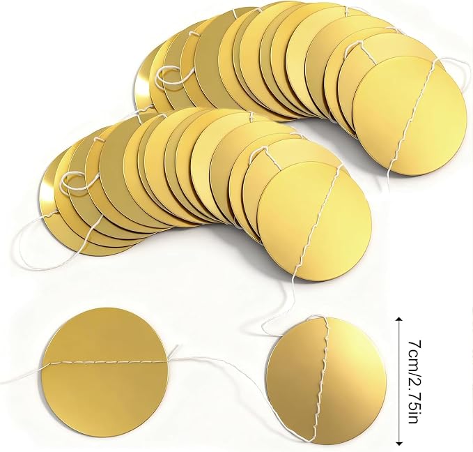 6 Pack Gold Circle Garland Each 13Ft Hanging Paper Circle Banner | Shiny Dots - Image 2