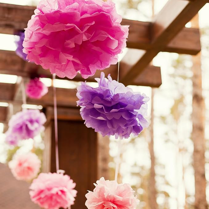 PATIKIL 8" Tissue Pom Poms Flowers, 5 Pack Paper Flower Ball - Image 6