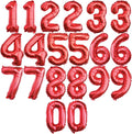 20 Pcs Red 16" Number Balloons 2 Sets 0-9 Foil Balloon Numbers Décor | Glossy by Makeyourpartypop