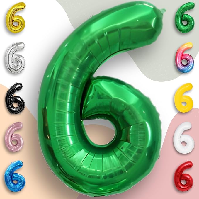 Green Number Balloon 6 Mylar Foil Balloons 32 inch - Image 3
