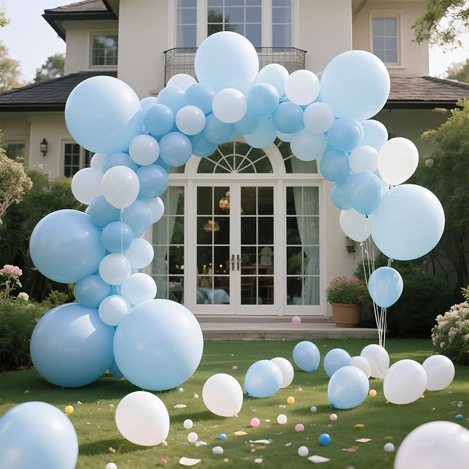 Pastel Blue Latex Party Balloons 30 Pack 18 inch Round Light Blue Balloons - Image 5