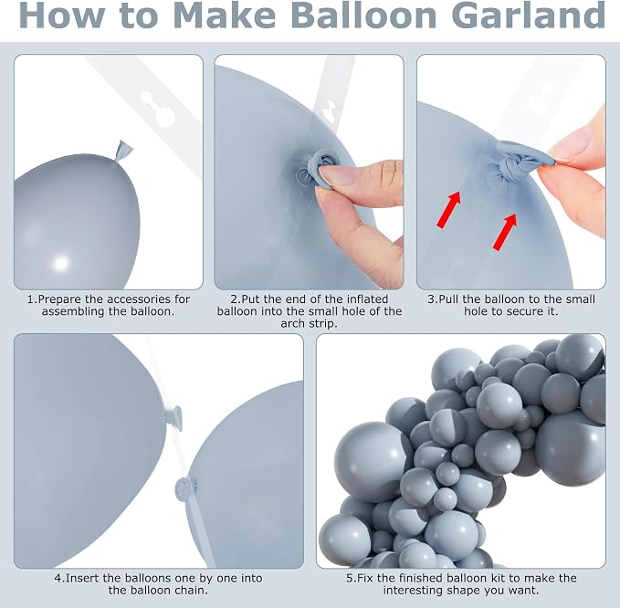 Amandir 153pcs Dusty Blue Balloons Arch Garland Kit Different Sizes | 18 12 10 - Image 4
