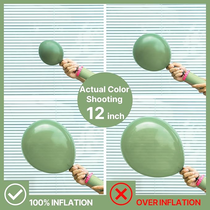 PartyWoo Sage Green Balloon Arch Kit 142pcs Dusty Boho Green Balloons | Olive - Image 3