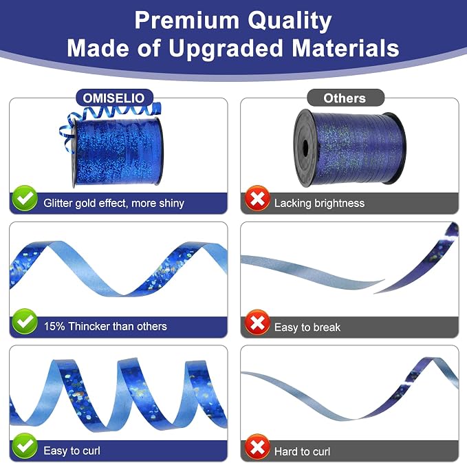 500 Yards Blue Ribbon ，Metallic Shiny Curling Ribbon use - Image 3