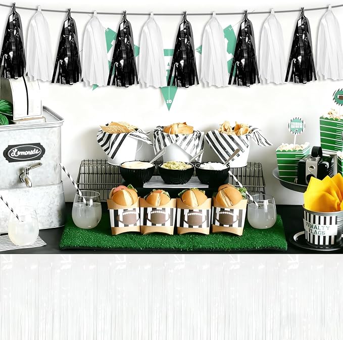 3P Black White Tassel Banner Garland Metallic Foil Fringe Banner Tinsel Tassels - Image 4