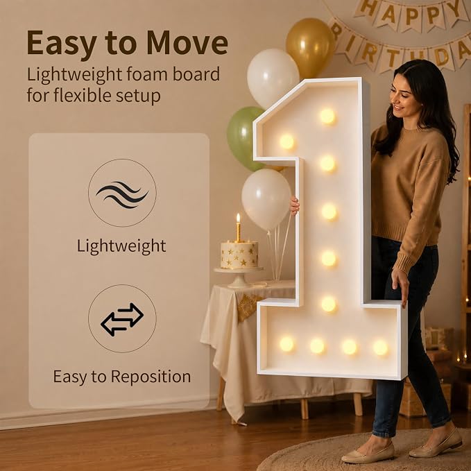 4FT Light Up Marquee Number 15 Warm White Light | Decor - Image 4