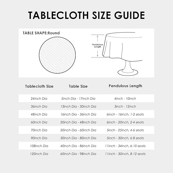 Small Round White Tablecloth 36 Inch Polyester Fabric Washable Table Cover Decorative Wrinkle Resistant Solid Color Table Cloth for Kitchen Dining Party Wedding Camping