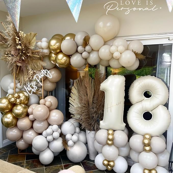40 Inch Cream Number 8 Balloon, Digital 8 Cream White Giant 8 Foil Balloon - Image 4