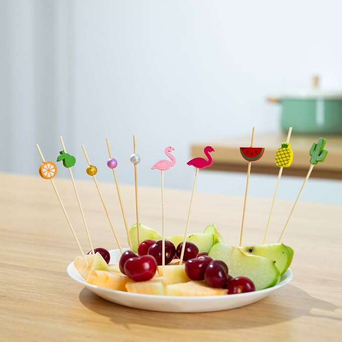 Bamboo Cocktail Picks 200 Pack – Tropical Fruit Toothpicks 4.7 Inch Cocktail - Image 8
