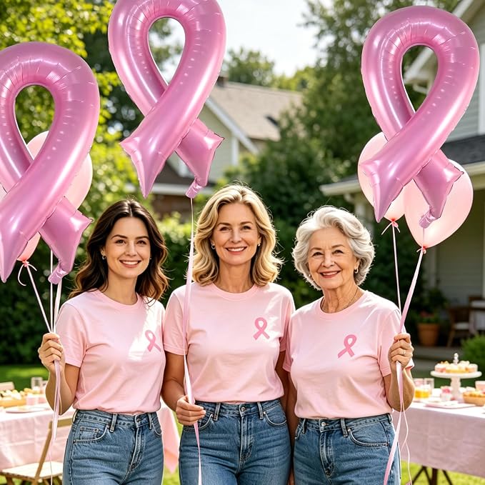 Breast Cancer Awareness Jumbo Foil Balloons Pink Ribbon Foil Balloons | 42" - Image 5