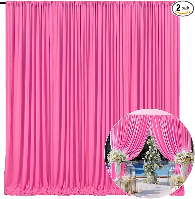 10 x 7 Feet Pink B Backdrop Curtain for Partie, Background Curtains for Photoshoot, Birthday, Wedding, Halloween, Thanksgiving, Christmas Day, New Year Party Decorations 5Ft x 7Ft, 2 Panels