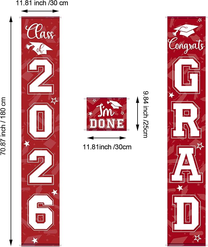 Moukeren 3 Pieces 2026 Graduation Party Decorations Graduation Porch Sign Class - Image 2