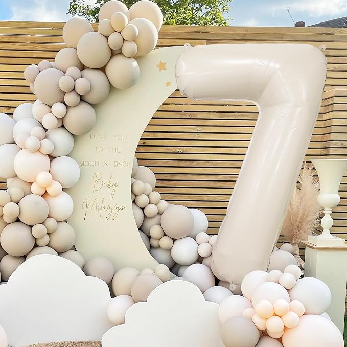 Cream Number 7 Balloon 40 Inch Beige Nude Number 7 Balloon - Image 7