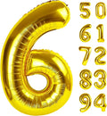 Gold 6 Balloon - Number Balloon 40 Inch, 6th Gold Birthday Decorations | Giant by IWERP