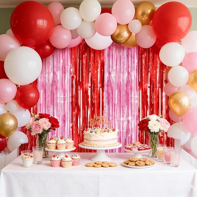 4 Packs Pink and Red Foil Fringe Curtain, Baby Shower, Princess Bachelorette - Image 5