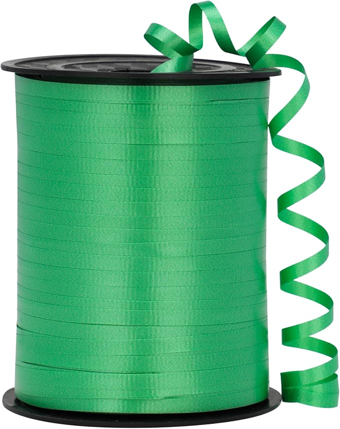 Green Ribbon, 500 Yard Crimped Dark Green Curling Ribbon by OMISELIO