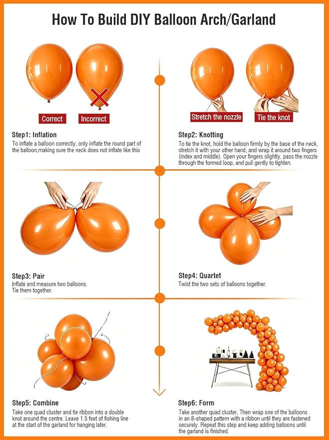 Orange Balloons 12 Inch 60 Pcs Orange Latex Balloons - Image 4