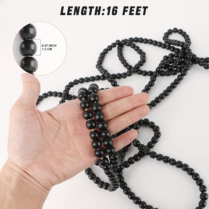 CVHOMEDECO. 16 Feet Wood Beads Garland - Image 5