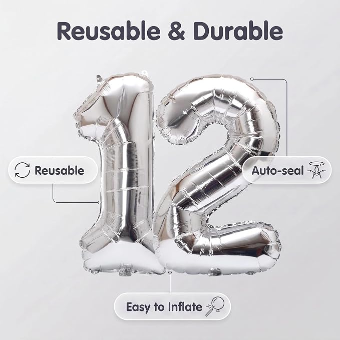Number 12 Balloon Foil Mylar Balloons - Image 5