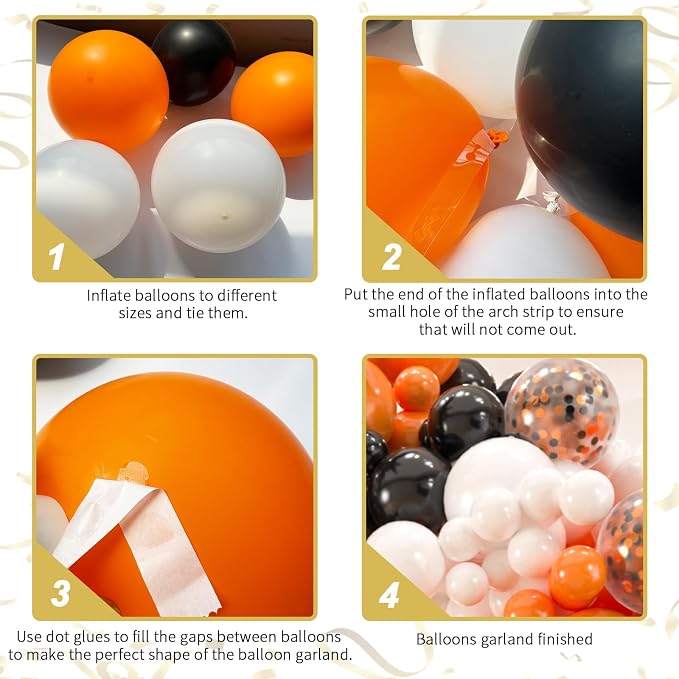 136pcs Black Orange White Balloon Garland Kit - Image 3