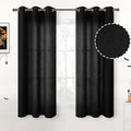 YoungsTex Short Black Linen Curtains 45 Inch Length, Light Filtering Window by YoungsTex