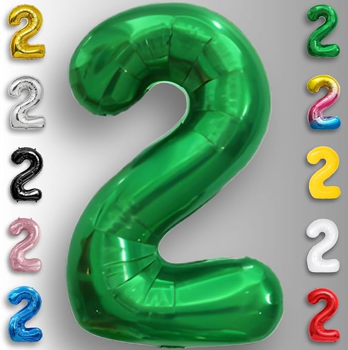 Green Number Balloon 2 Mylar Foil Balloons 16 inch - Image 3