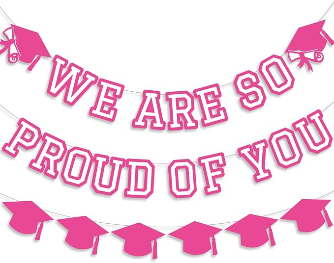 We Are So Proud Of You Banner Graduation Party Decorations Congrats Grad Cap by Unknown