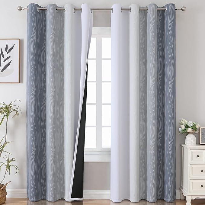 Grey and Greyish White Blackout Curtains & Drapes by ESTELARTEXTILER