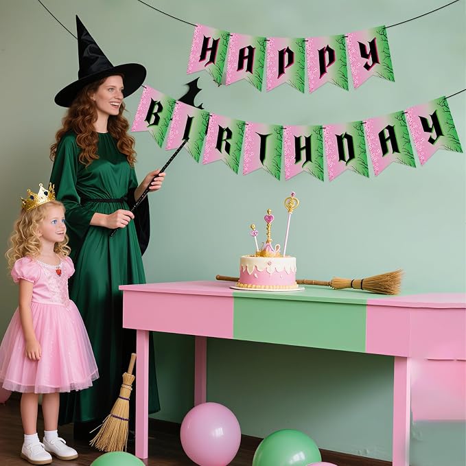 Witch Theme Birthday Party Decorations Happy Birthday Banner Garland Pink and - Image 7