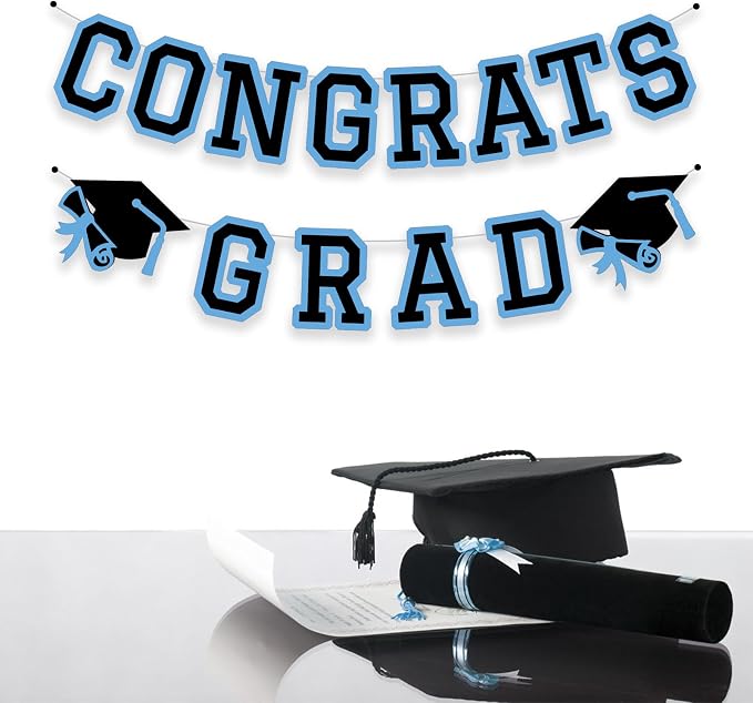 Congrats Grad Banner Graduation Party Banner Decoration Hanging Garland High - Image 3