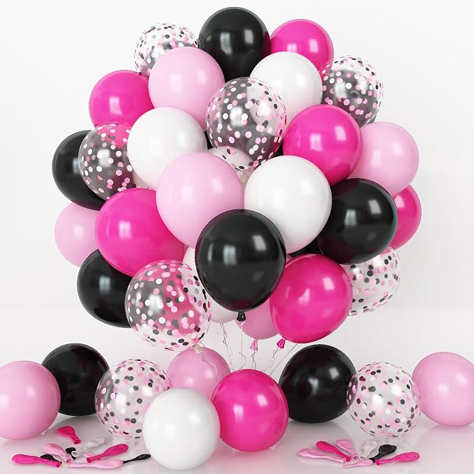 Balloons Black and Pink, Rose Red Pink Party Balloons Decoration by Togvu