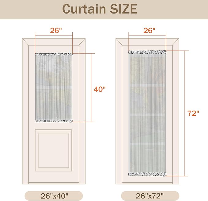 MYSKY HOME Floral Linen Door Curtains Blue Farmhouse Privacy Door Window - Image 6