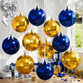 9 Pcs Blue Gold Round Foil Balloons Dark Navy Blue Metallic Gold Chrome 4D Ball by Froova