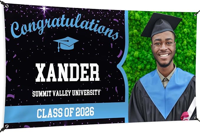 Graduation Banner, Personalized Image And Text by MySignCenter