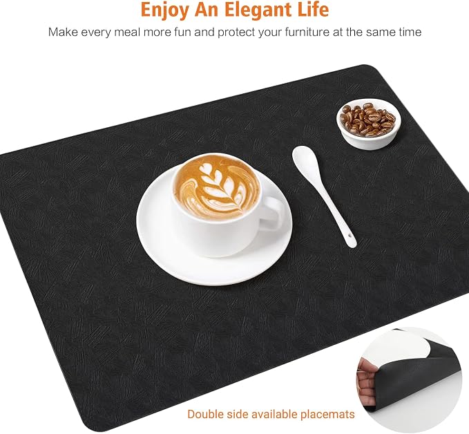 Vinyl Placemats Set of 6 Heat Resistant Easy Clean Non-Slip Place Mats - Image 7