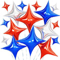 Blue Red Star Balloons, 26 Inch and 10 Inch Red Blue Stars Shaped Balloon by BIAPIAN
