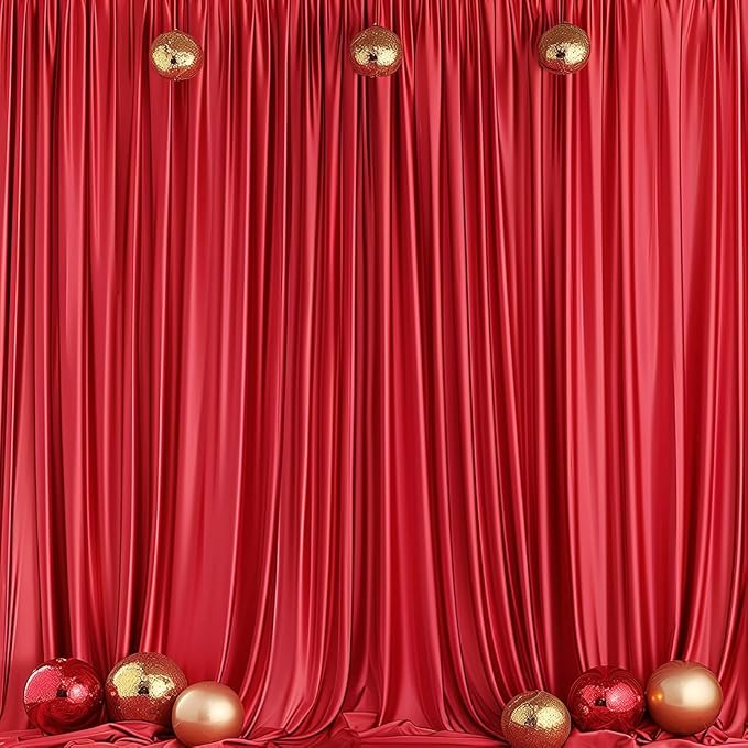 10x10ft Wrinkle Free Red Backdrop Curtain - Image 8