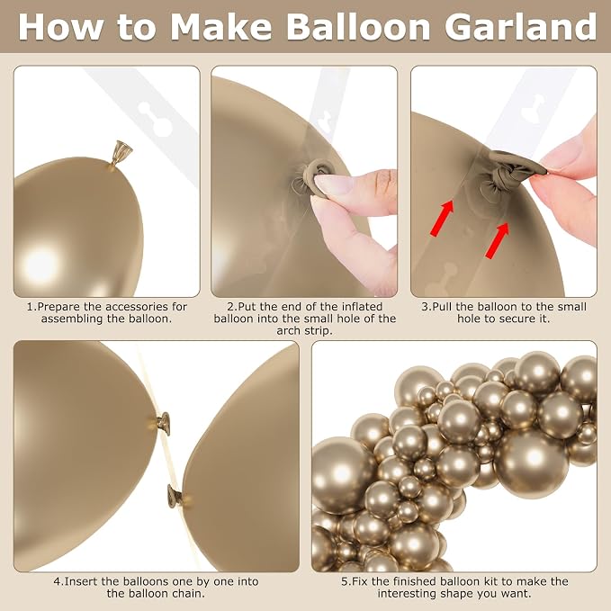 Amandir 153pcs Metallic Gold Balloons Arch Garland Kit Different Sizes | 18 12 - Image 5