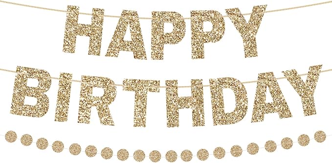 Alynta Happy Birthday Banner Pre-Strung Glitter Birthday Party Decorations | NO by Alynta